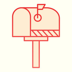 mail box line icon postbox on stand with hahdle vector image