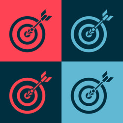 pop art target with arrow icon isolated on color vector image