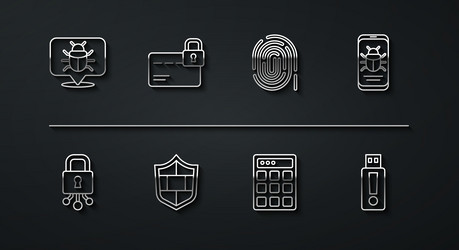set line system bug cyber security on mobile vector image