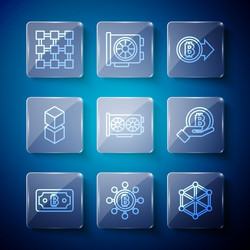 set line cryptocurrency bitcoin blockchain vector image