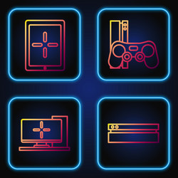 set line video game console computer monitor vector image