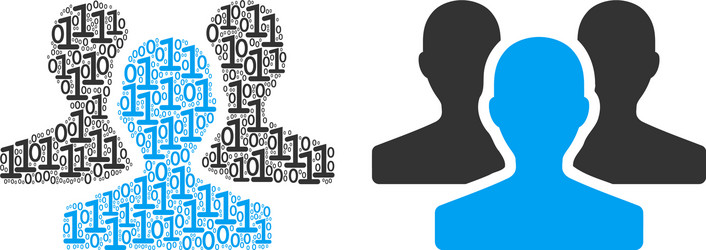 users mosaic of binary digits vector image