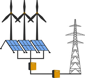 Windmills and solar panels vector