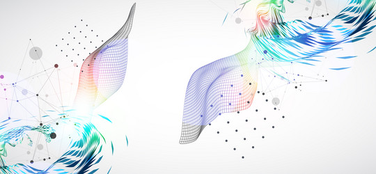 wireframe wave with swirling pattern of colored vector image