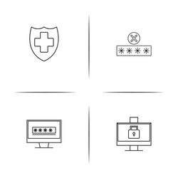 internet security simple linear icon setsimple vector image