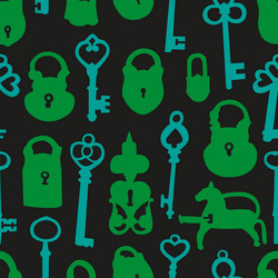 seamless pattern with padlocks and keys vector image