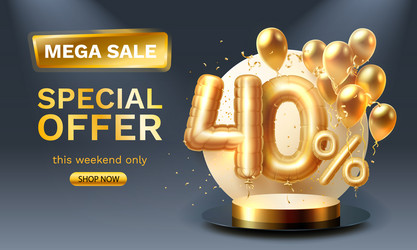 Special offer sale 40 balloon mega golden vector