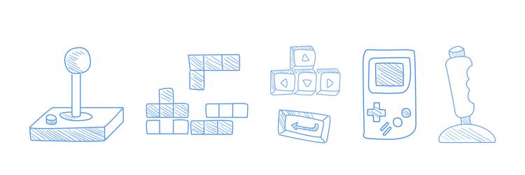 computer game playing hand drawn object and item vector image