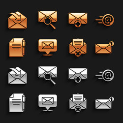 set speech bubble with envelope mail and e-mail vector image
