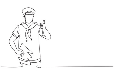Single continuous line drawing of young handsome Vector Image