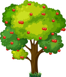 Apple tree icon cartoon red fruit plant Royalty Free Vector
