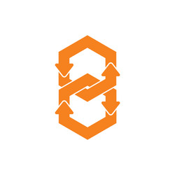 linked circle hexagonal arrows process symbol vector image