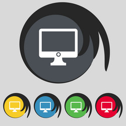 Computer widescreen monitor sign icon set color vector