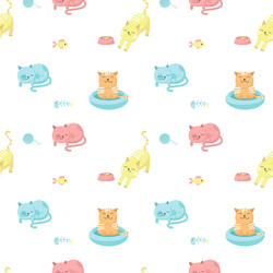 Funny cats seamless pattern Royalty Free Vector Image