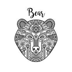 hand drawn black doodle bear face Vector Image