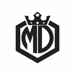 Md logo monogram circle with piece ribbon style Vector Image