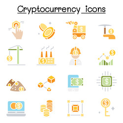 cryptocurrency blockchain and ico icon set vector image