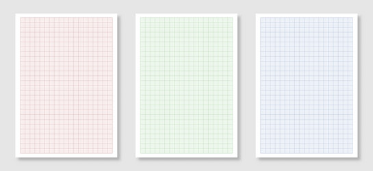 empty a4 size sheets of graph paper with grid vector image