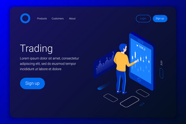 Website design template for trading platform Vector Image
