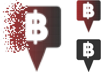 broken pixel halftone thai baht map pointer icon vector image