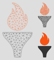 fire torch mesh 2d model and triangle vector image
