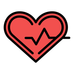 Heart analysis icon color outline vector