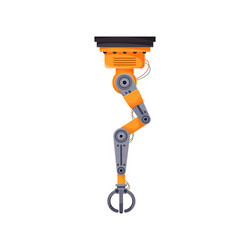 Robotic arm with claw grabbing device isolated vector