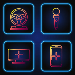 set line smartphone and playing in game computer vector image