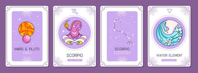 Scorpio Astrology Tarot Cards Vector Image
