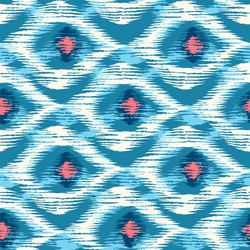 Retro ikat blue pattern Royalty Free Vector Image