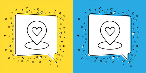 set line map pointer with heart icon isolated vector image