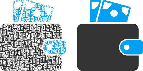 wallet collage of binary digits vector image