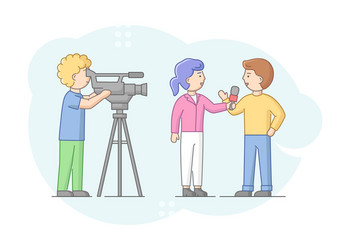 concept of reportage and interview journalist vector image