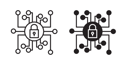 cyber security icon set in thin line for web vector image
