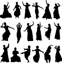 Indian Dancer Silhouettes Vector Image