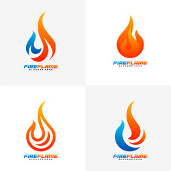Set flame logo design fire template Royalty Free Vector