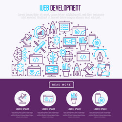 Web development concept in half circle vector