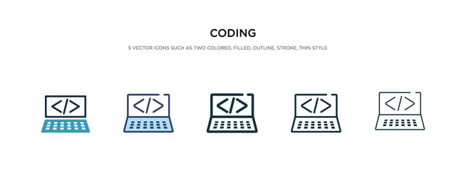 coding icon in different style two colored vector image