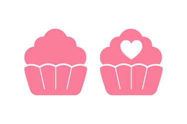 cupcake simple icon set flat style element vector image