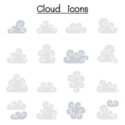 curl cloud icon set in flat color style vector image