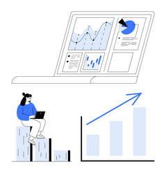 data analysis process with charts and metrics vector image