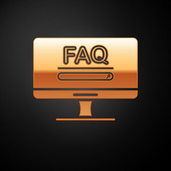 gold computer monitor with text faq information vector image