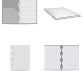 notebook icons set realistic style vector