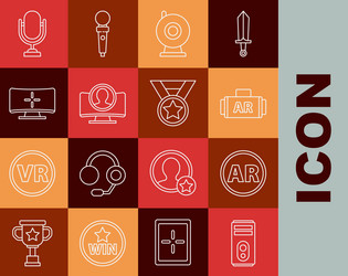 set line computer ar augmented reality web vector image