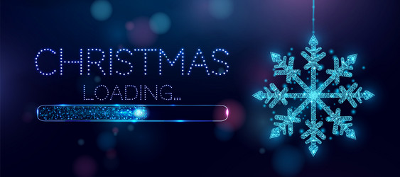 wireframe snowflake and loading bar low poly vector image