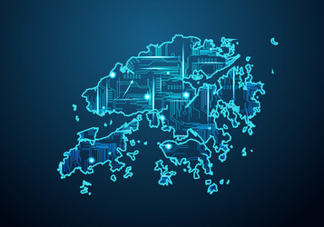 abstract futuristic map hong kong circuit vector image