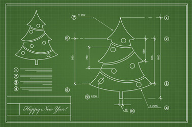 Blueprint Christmas Tree Sketch vector image