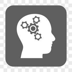 brain mechanics rounded square button vector image