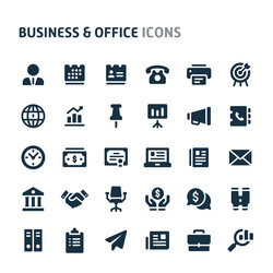 Business office icon set fillio black series vector