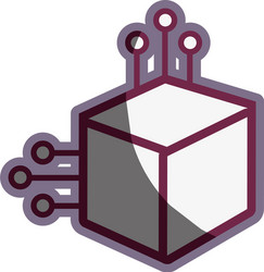 cube with circuits network of communicatig bitcoin vector image